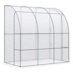 7' x 4' x 7' Outdoor Walk-In Greenhouse, Plant Nursery with Roll-up Door, and PE Cover, White