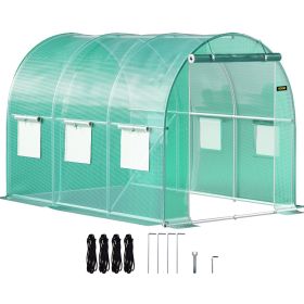 VEVOR Walk-in Tunnel Greenhouse, 9.8 x 6.6 x 6.6 ft Portable Plant Hot House with Galvanized Steel Hoops, 1 Top Beam, Diagonal Poles