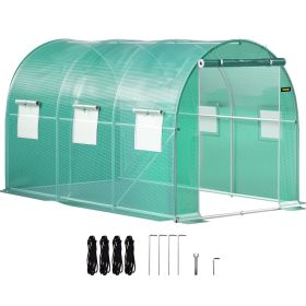VEVOR 12 x 7 x 7 ft Walk-in Tunnel Greenhouse, Portable Plant Hot House with Galvanized Steel Hoops, 1 Top Beams, 2 Diagonal Poles