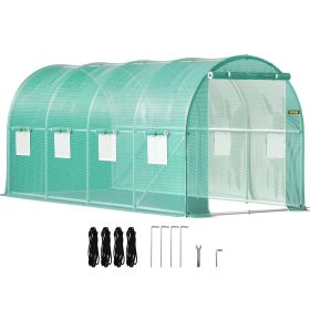 VEVOR Walk-in Tunnel Greenhouse, 15 x 7 x 7 ft Portable Plant Hot House with Galvanized Steel Hoops, 1 Top Beam, Diagonal Poles