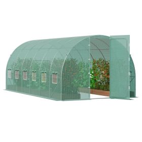 VEVOR Walk-in Tunnel Greenhouse, 19.4x9.7x7.4 ft Hoop House Greenhouse Tunnel, Plant Hot House with Galvanized Steel Frame, Green PE Cover