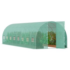 VEVOR Walk-in Tunnel Greenhouse, 27.4x9.5x7.4 ft Hoop House Greenhouse Tunnel, Plant Hot House with Galvanized Steel Frame, Green PE Cover
