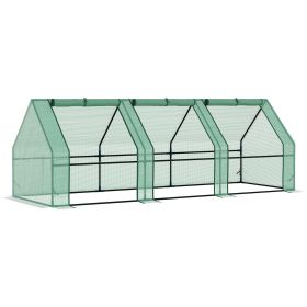 9' x 3' x 3' Portable Mini Greenhouse Outdoor Garden with Large Zipper Doors and Water/UV PE Cover, Green