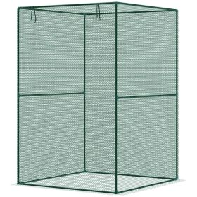 Walk-in Crop Cage, Plant Protectors from Animals with Roll Up Zippered Door, 3.9' x 3.9' x 5.9', Dark Green